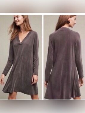dolan Slate Gray V-Neck Long Sleeve Dress